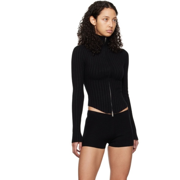 Guizio Sweaters - GUIZIO Black Nell Zip Up Size XS